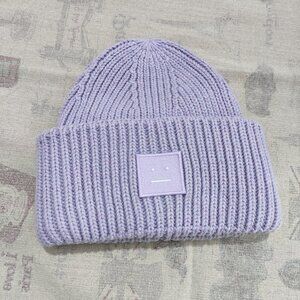 Acne Studios Folded Cuff Cozy Knit Purple Beanie